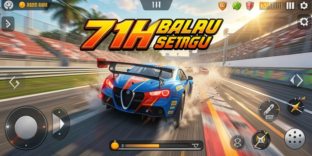 Screenshot gameplay 71H yang menunjukkan balapan mendebarkan.