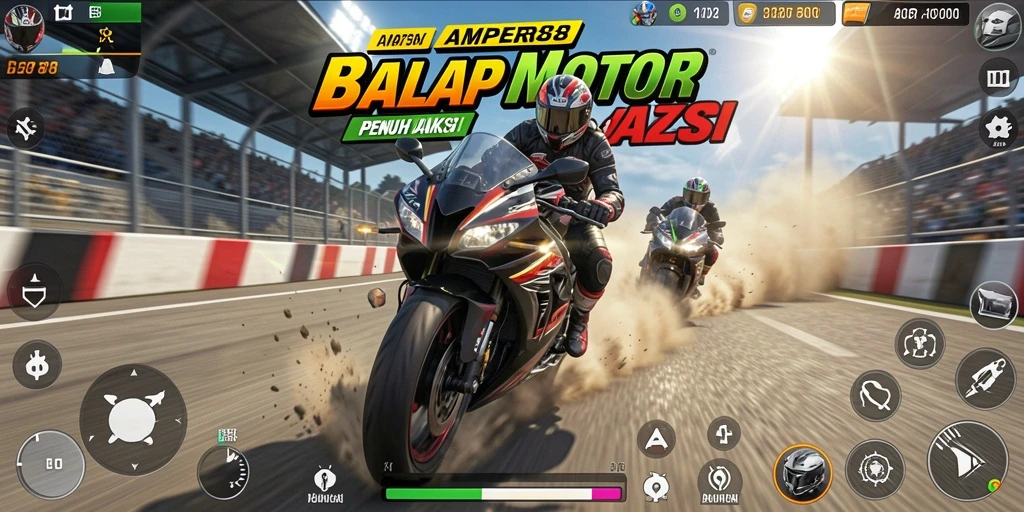 Tampilan menarik dari gameplay balap motor AMPER88.