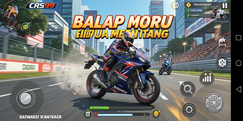 Tangkapan layar dari gameplay balapan motor yang intens dan seru.