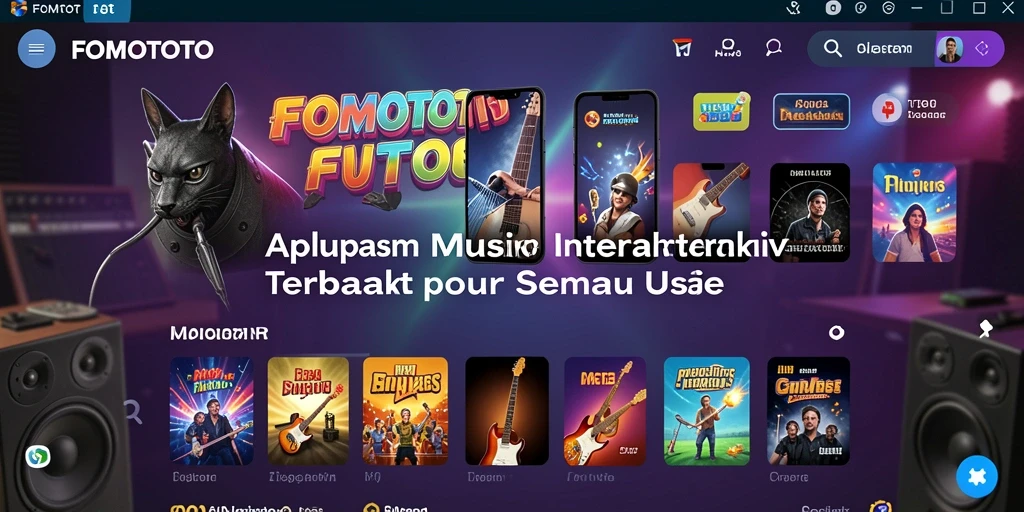 Tampilan permainan FOMOTOTO dengan berbagai pilihan lagu interaktif.