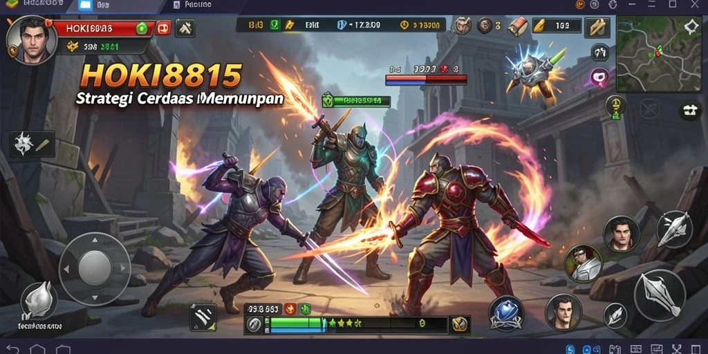 Screenshot gameplay HOKI8815 menampilkan pertempuran strategi yang intens.