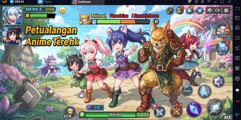 Screenshot RP8 menampilkan aksi pertempuran karakter anime yang dinamis.