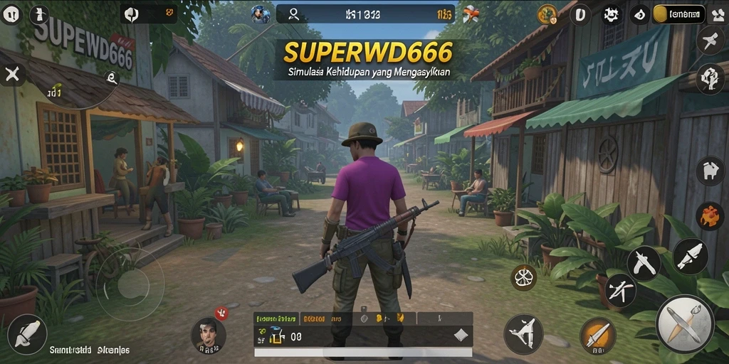 Tangkapan layar menunjukkan karakter dalam dunia simulasi yang hidup.
