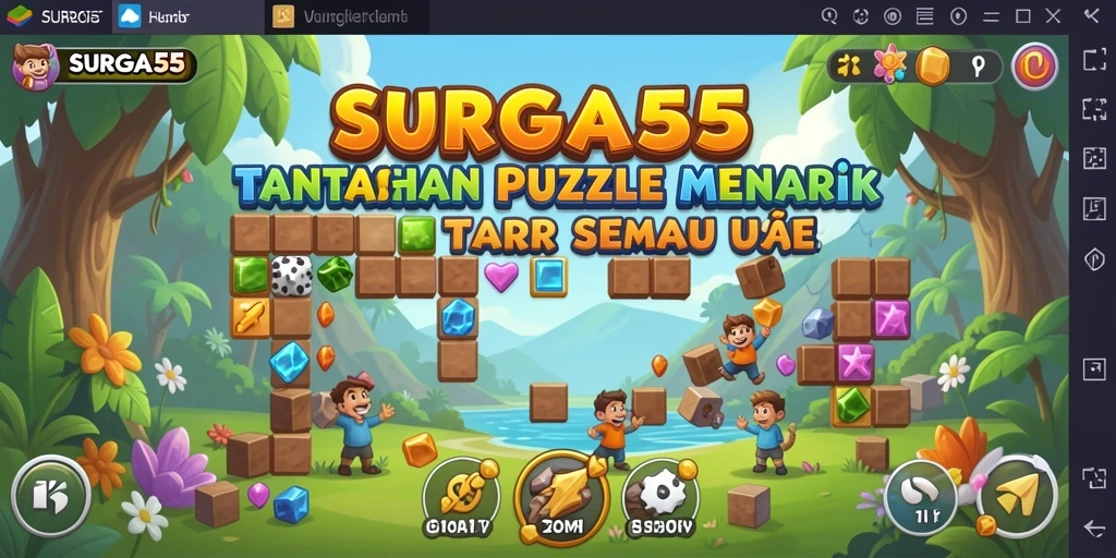 Screenshot gameplay SURGA55 menampilkan tantangan puzzle seru.