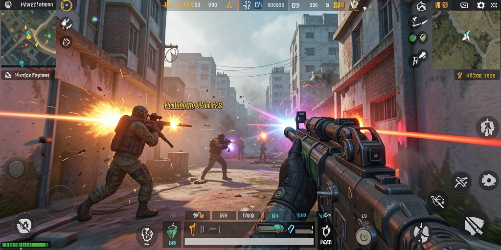 Screenshot gameplay VV62 menampilkan aksi seru dalam pertempuran FPS.